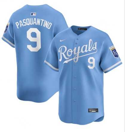 Mens Kansas City Royals #9 Vinnie Pasquantino Light Blue 2024 Alternate Limited Stitched Baseball Jersey Dzhi